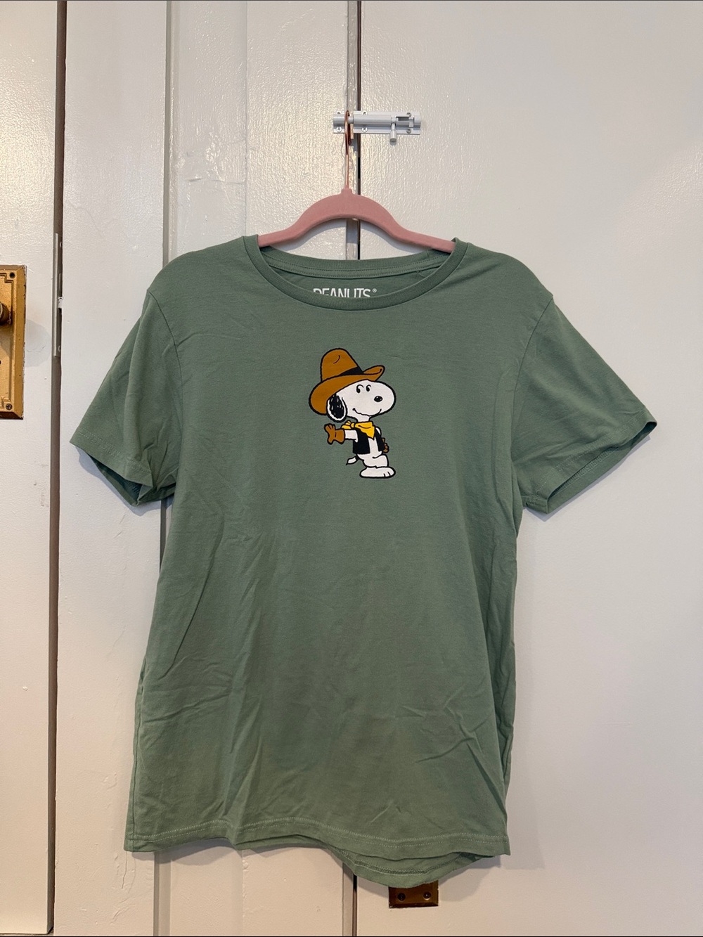 Peanuts Sage Green Snoopy Cowboy Graphic Tee
